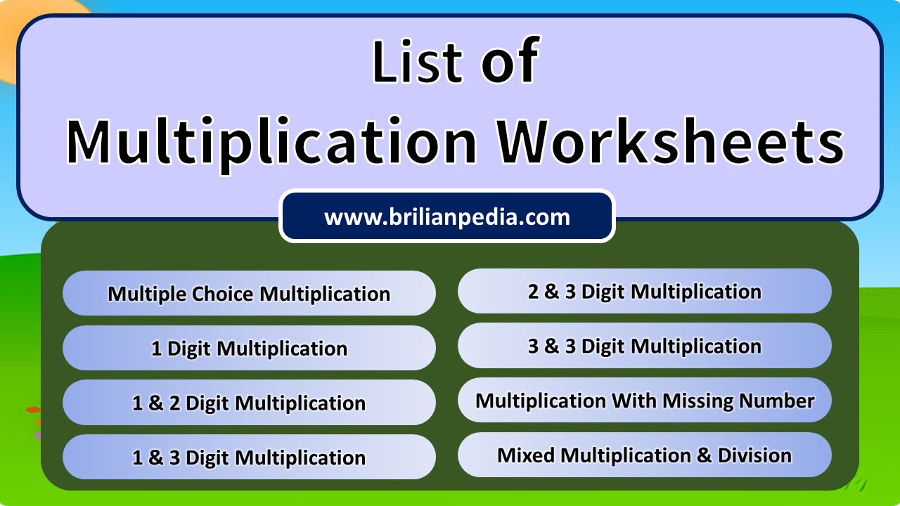 List Of Multiplication Worksheets